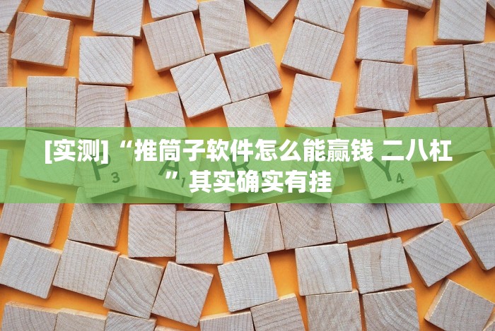 [实测]“推筒子软件怎么能赢钱 二八杠”其实确实有挂