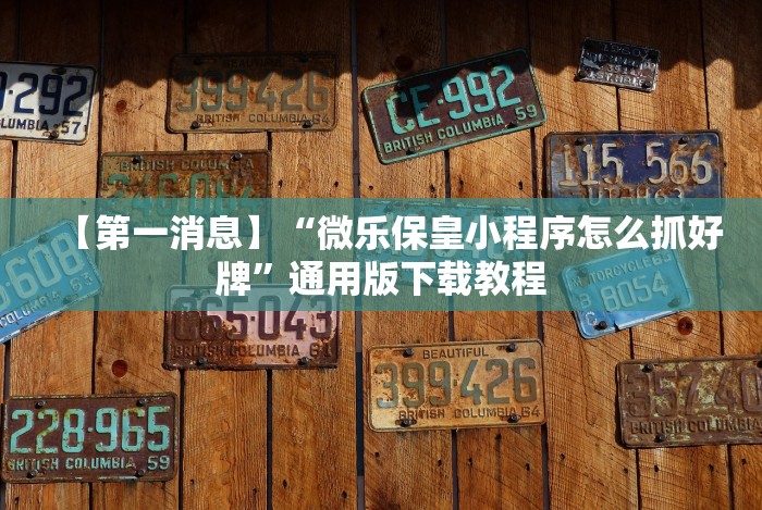 【第一消息】“微乐保皇小程序怎么抓好牌”通用版下载教程
