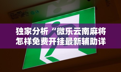 独家分析“微乐云南麻将怎样免费开挂最新辅助详细教程