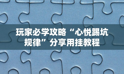 玩家必学攻略“心悦踢坑规律”分享用挂教程