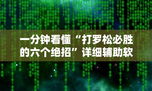 一分钟看懂“打罗松必胜的六个绝招”详细辅助软件教程