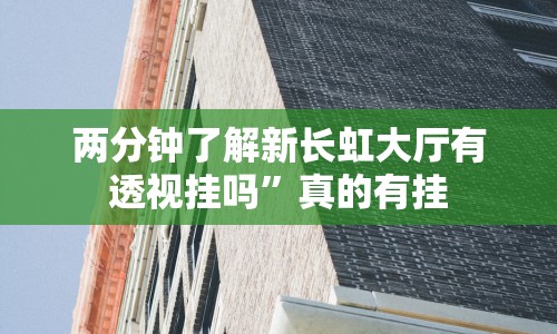 两分钟了解新长虹大厅有透视挂吗”真的有挂